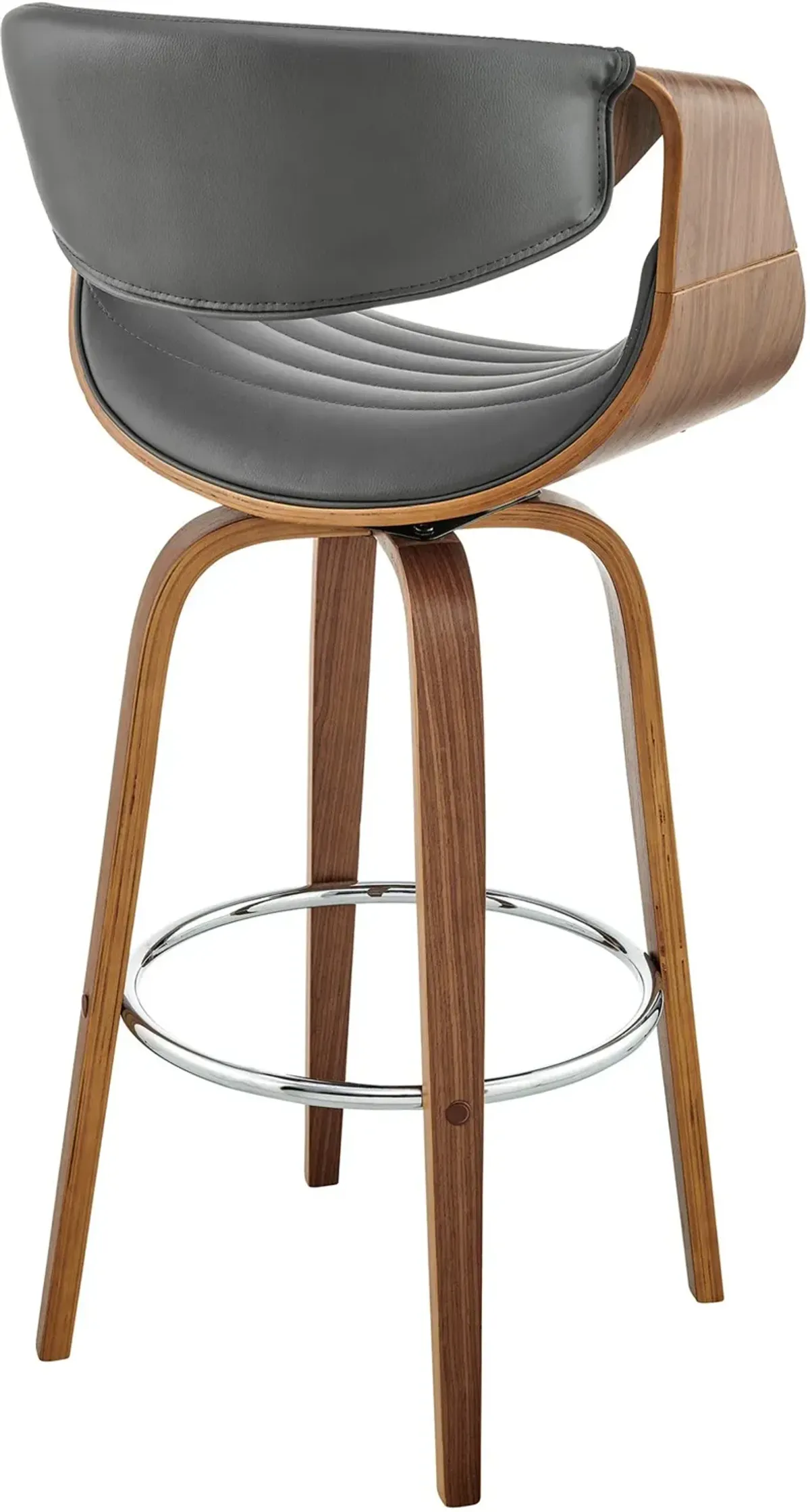 Arya Gray and Walnut Swivel Bar Stool