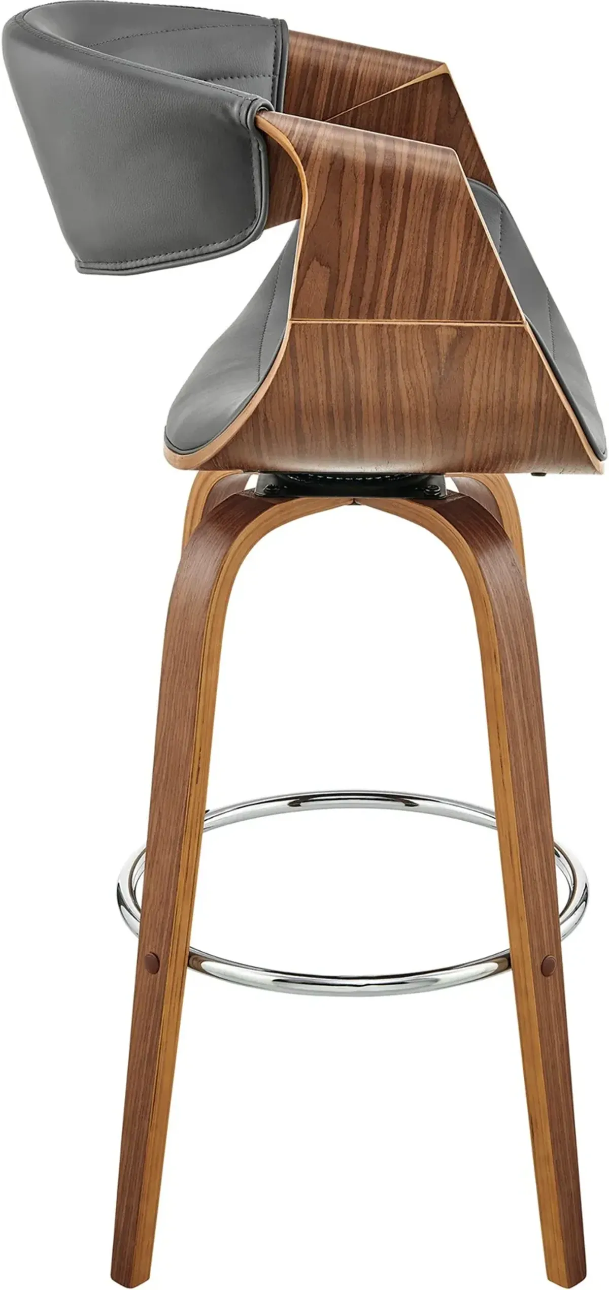 Arya Gray and Walnut Swivel Bar Stool