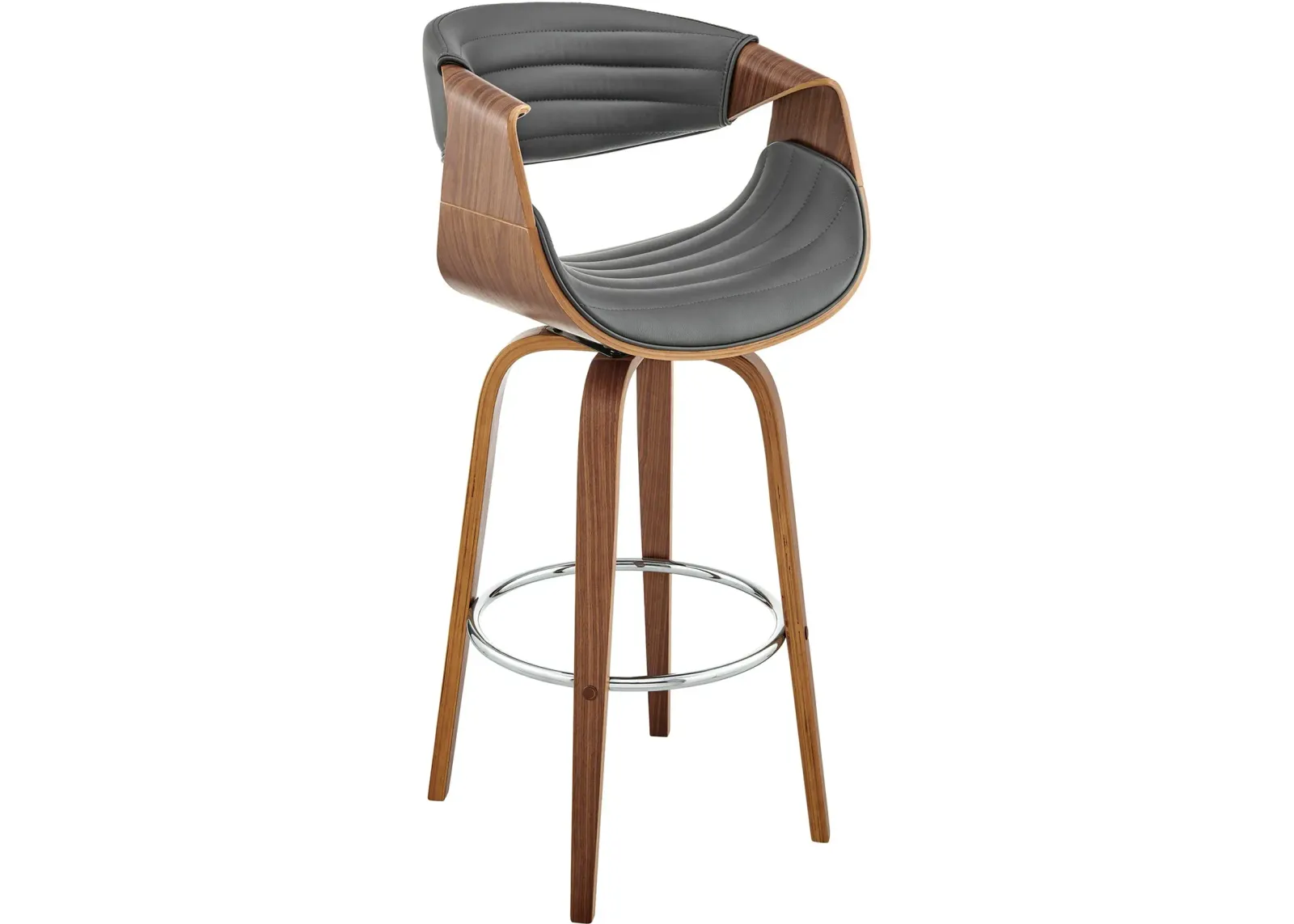 Arya Gray and Walnut Swivel Bar Stool