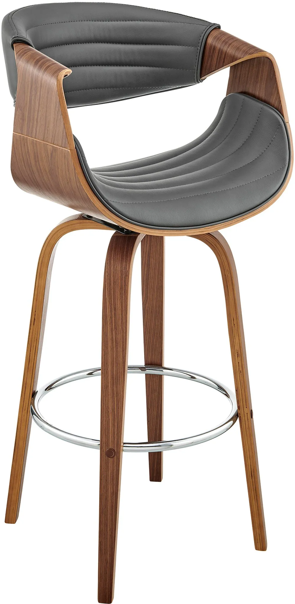 Arya Gray and Walnut Swivel Bar Stool