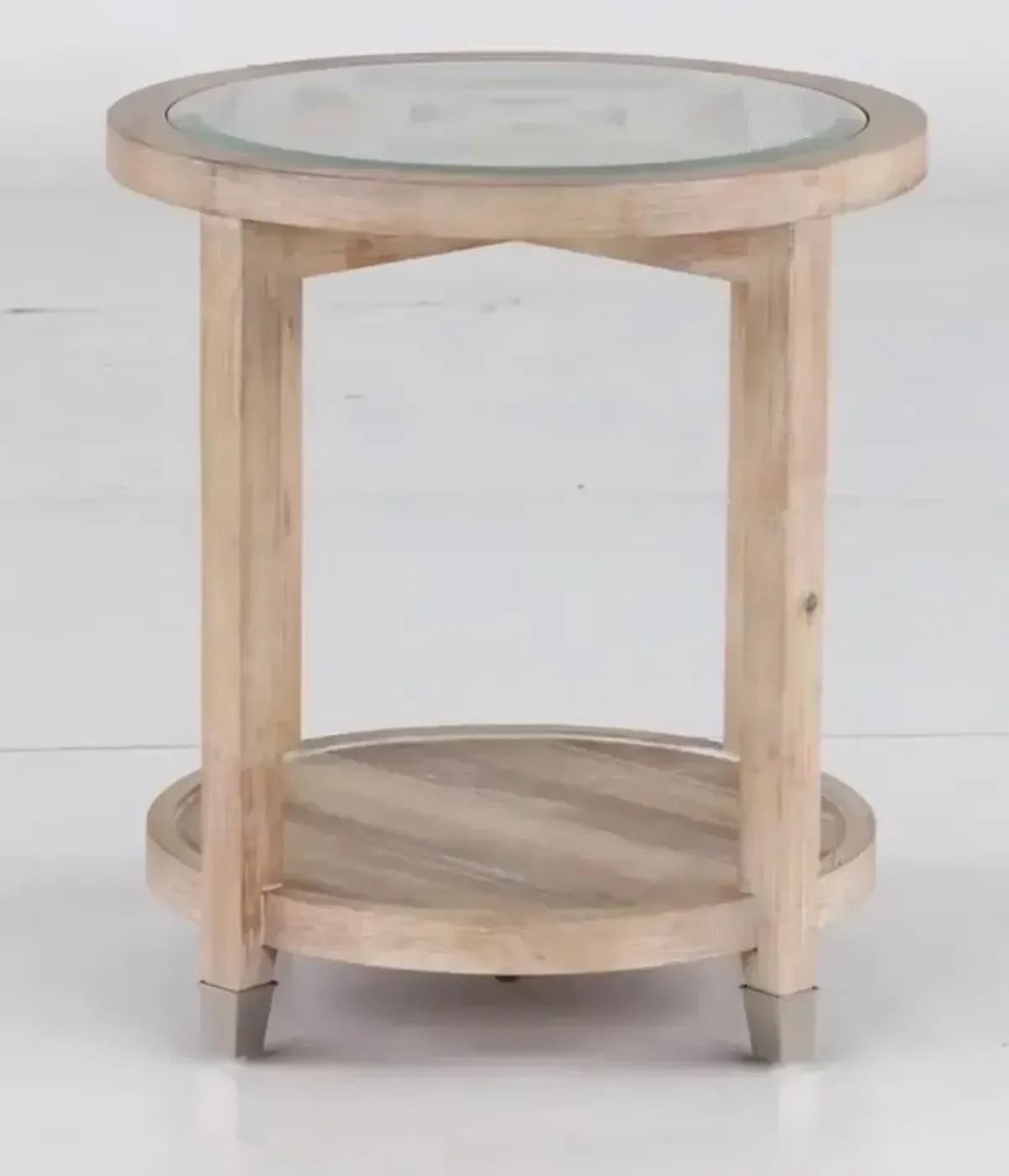 Morgan Acacia Wood Glass Top End Table