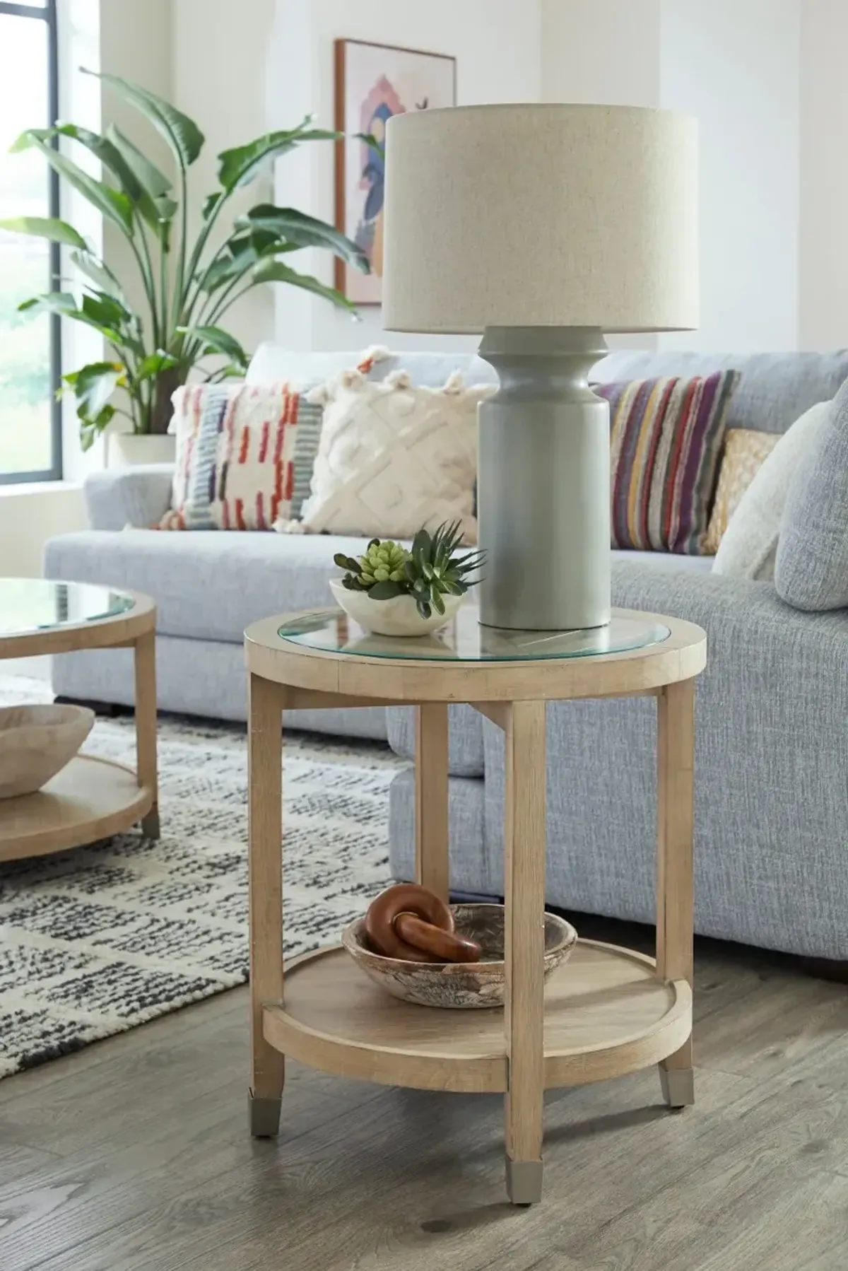 Morgan Acacia Natural Glass Top End Table