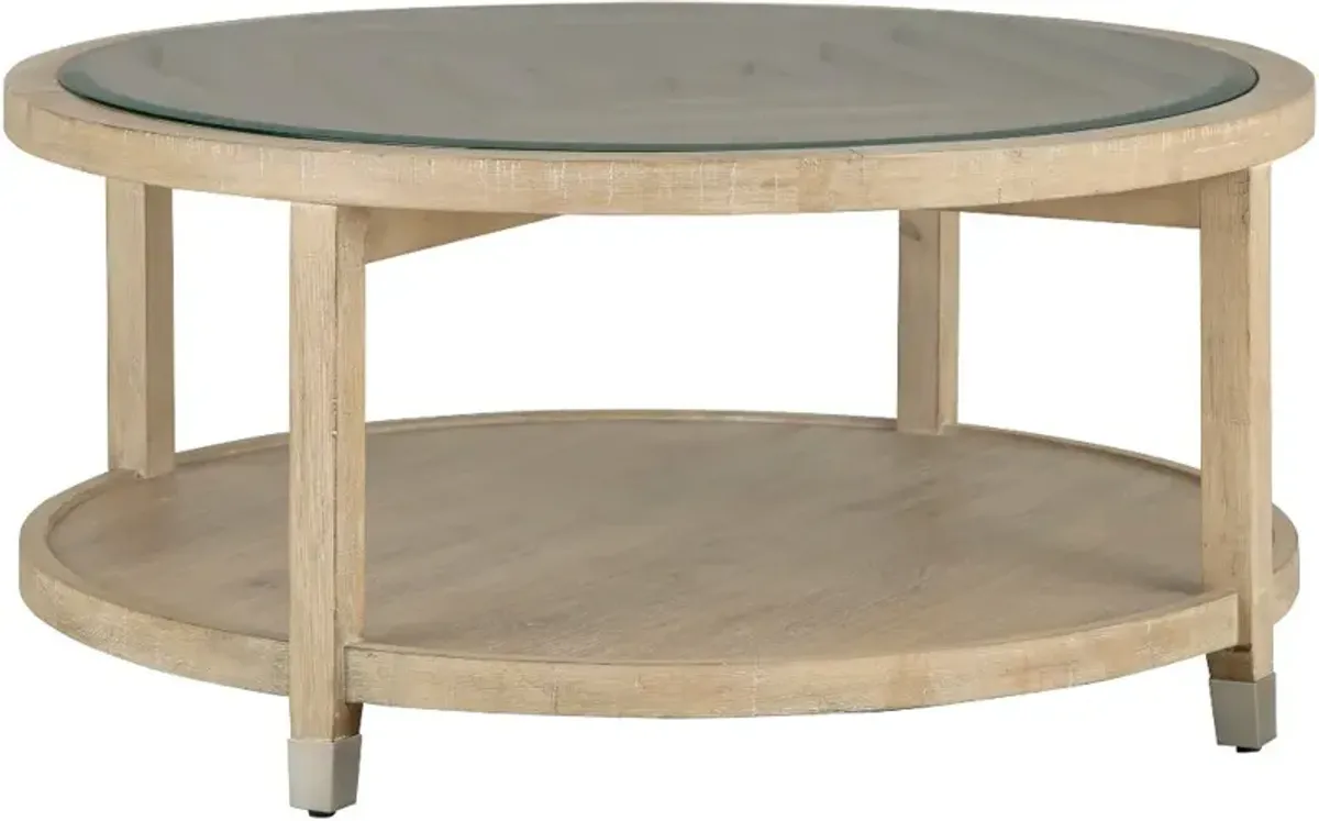 Morgan Acacia Wood Glass Top Coffee Table