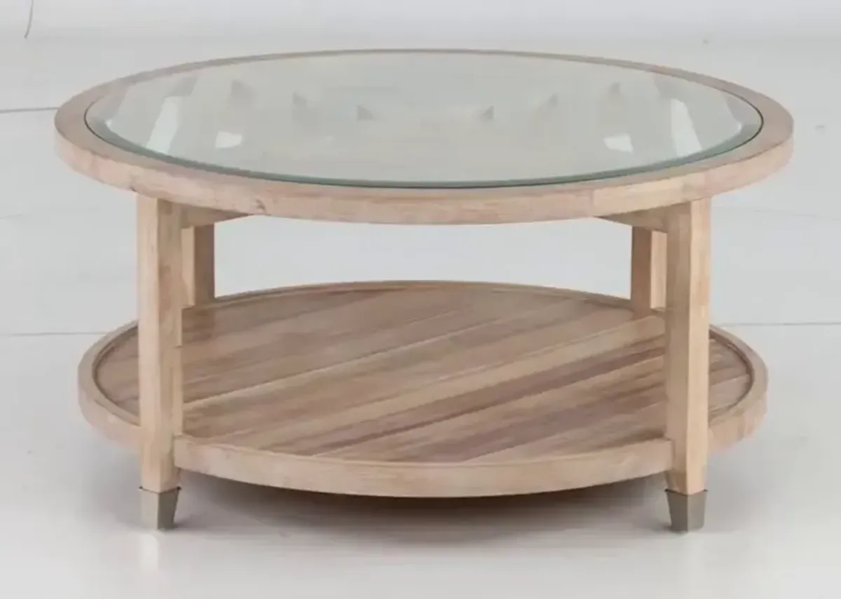 Morgan Acacia Wood Glass Top Coffee Table