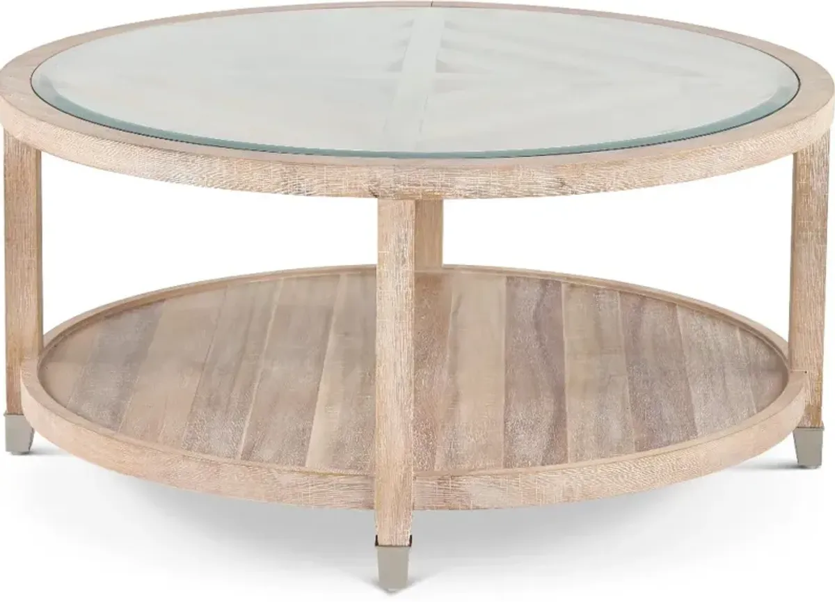 Morgan Acacia Wood Glass Top Coffee Table