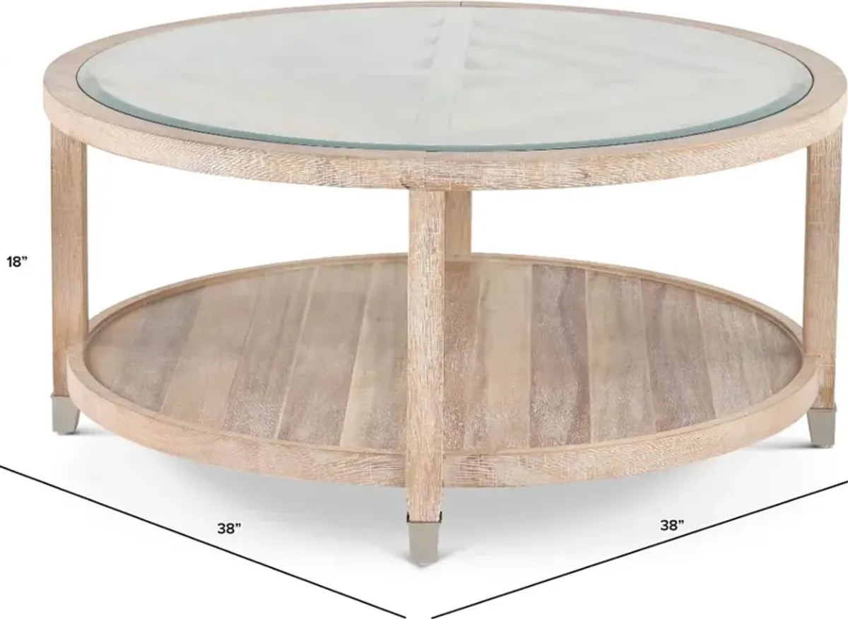 Morgan Acacia Wood Glass Top Coffee Table