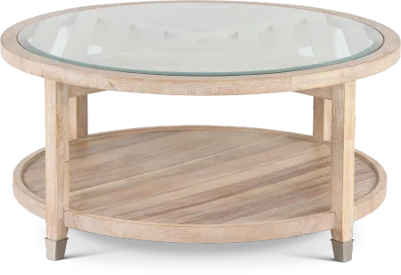 Morgan Acacia Wood Glass Top Coffee Table