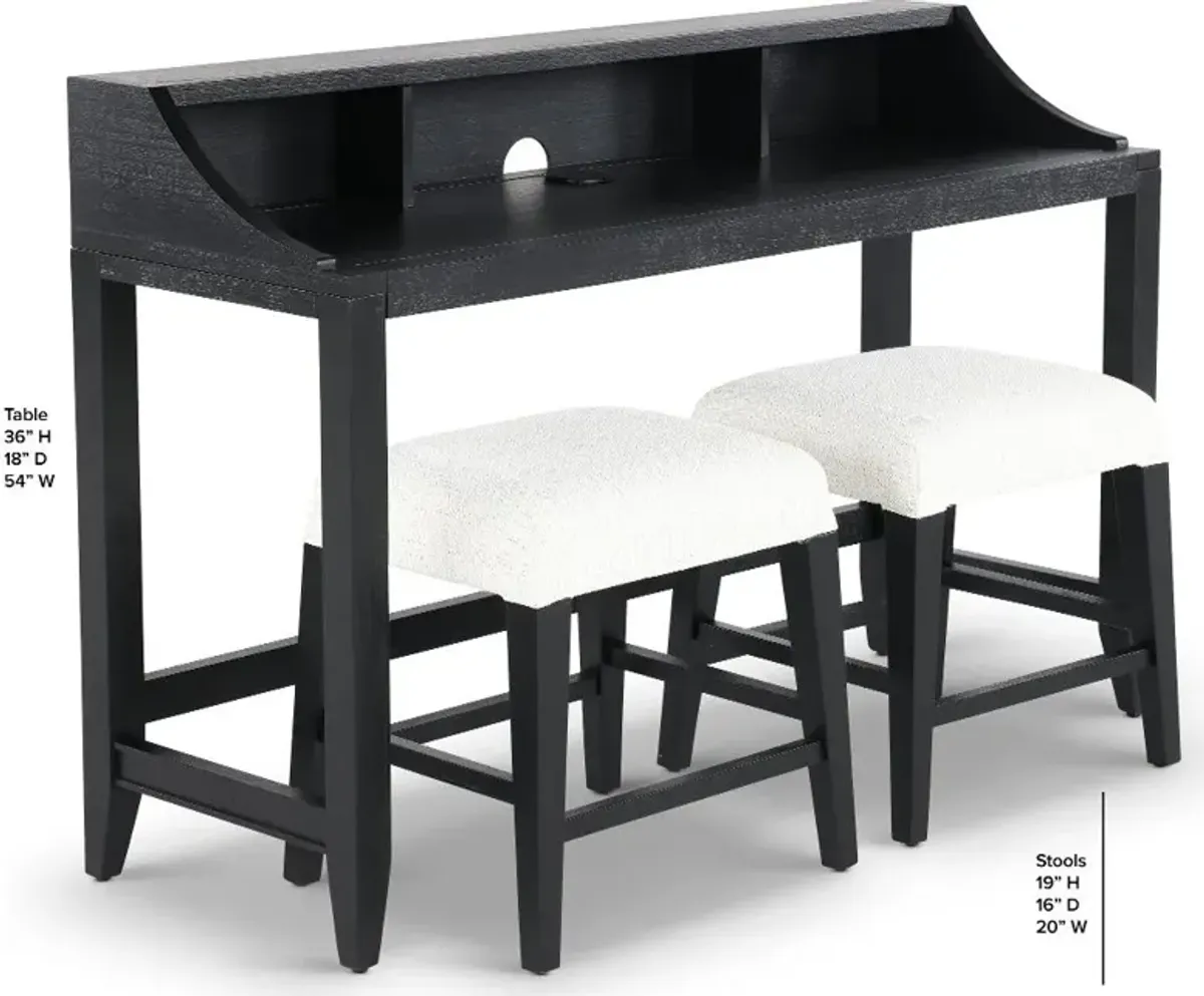 Callahan Domino Black Sofa Table and Stool Set