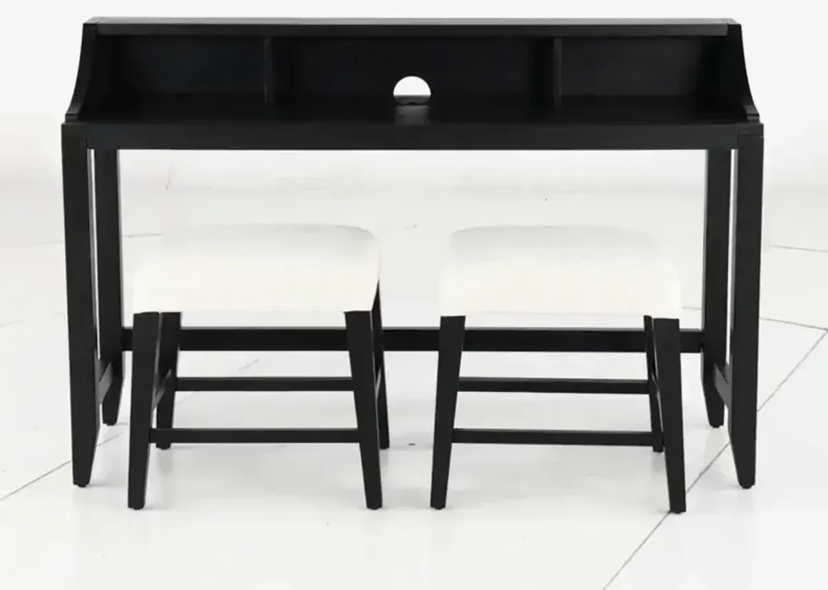 Callahan Domino Black Sofa Table and Stool Set