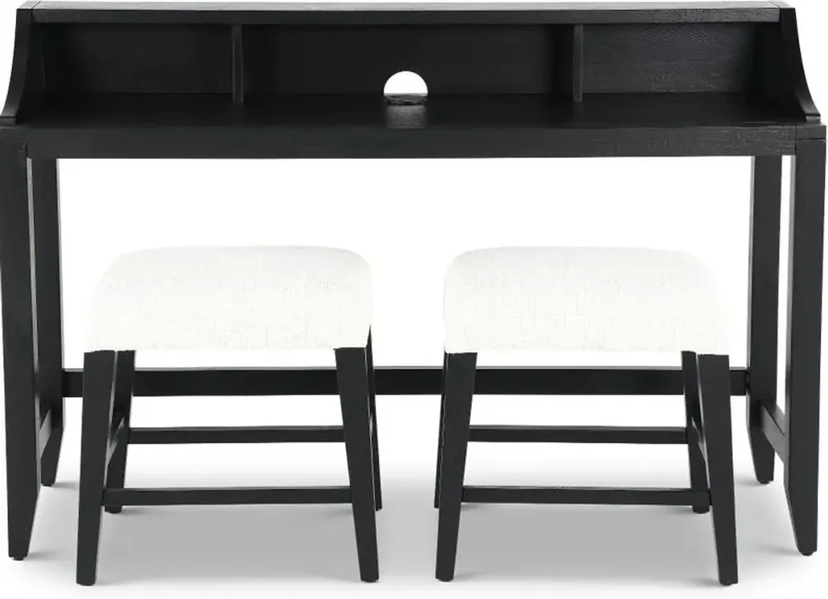 Callahan Domino Black Sofa Table and Stool Set