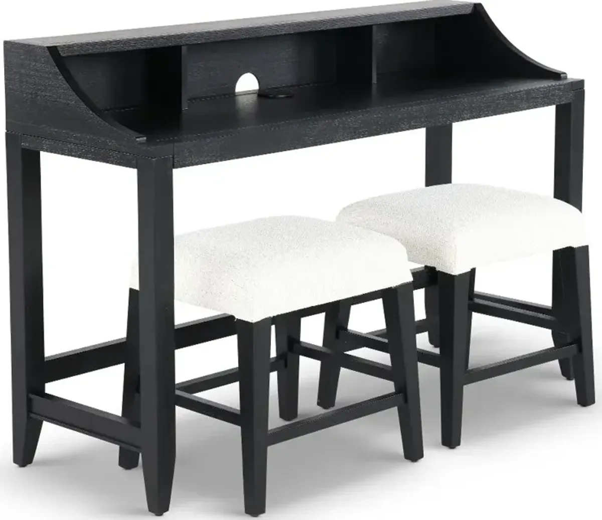 Callahan Domino Black Sofa Table and Stool Set