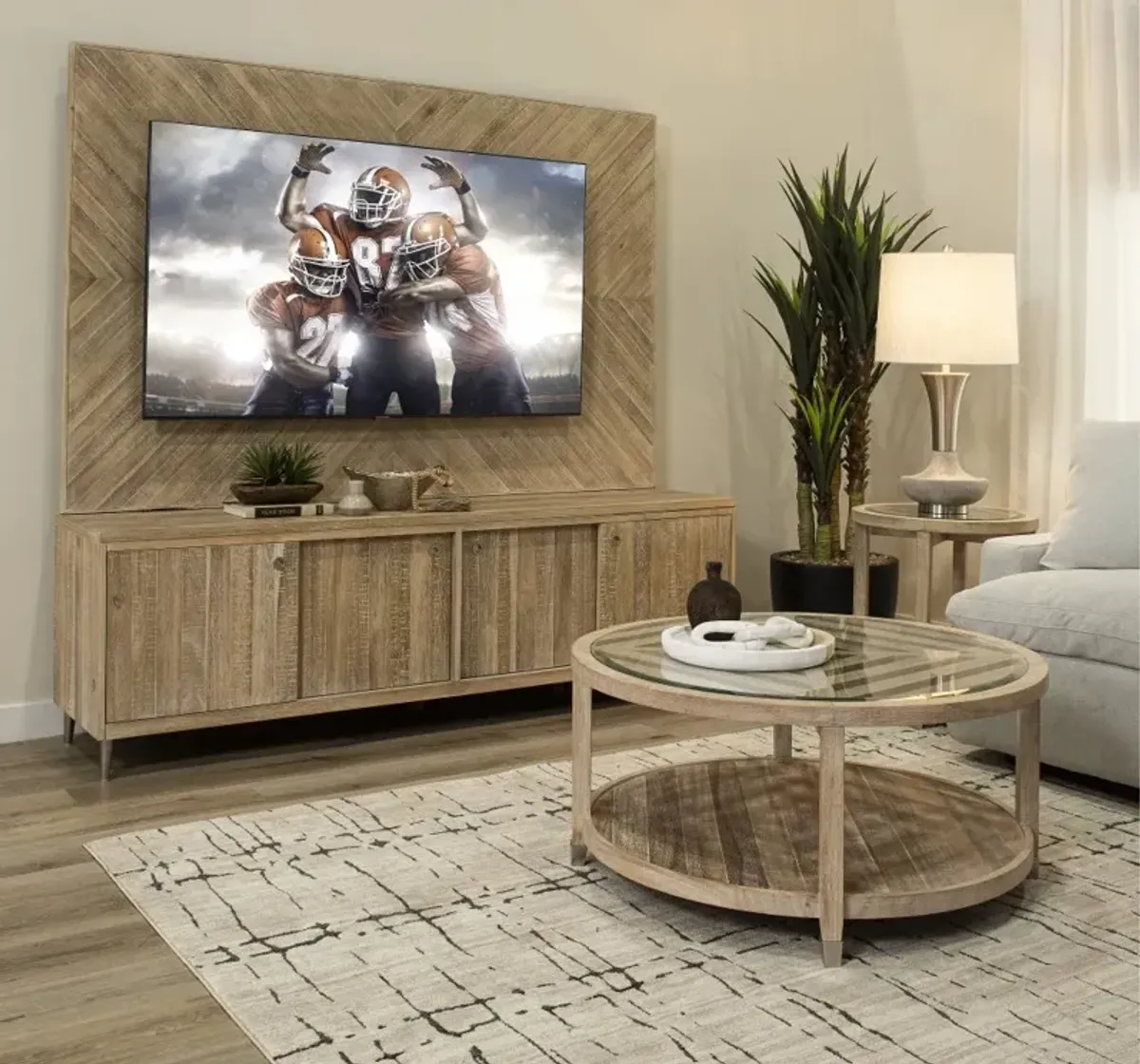 Morgan Acacia Wood Entertainment Wall