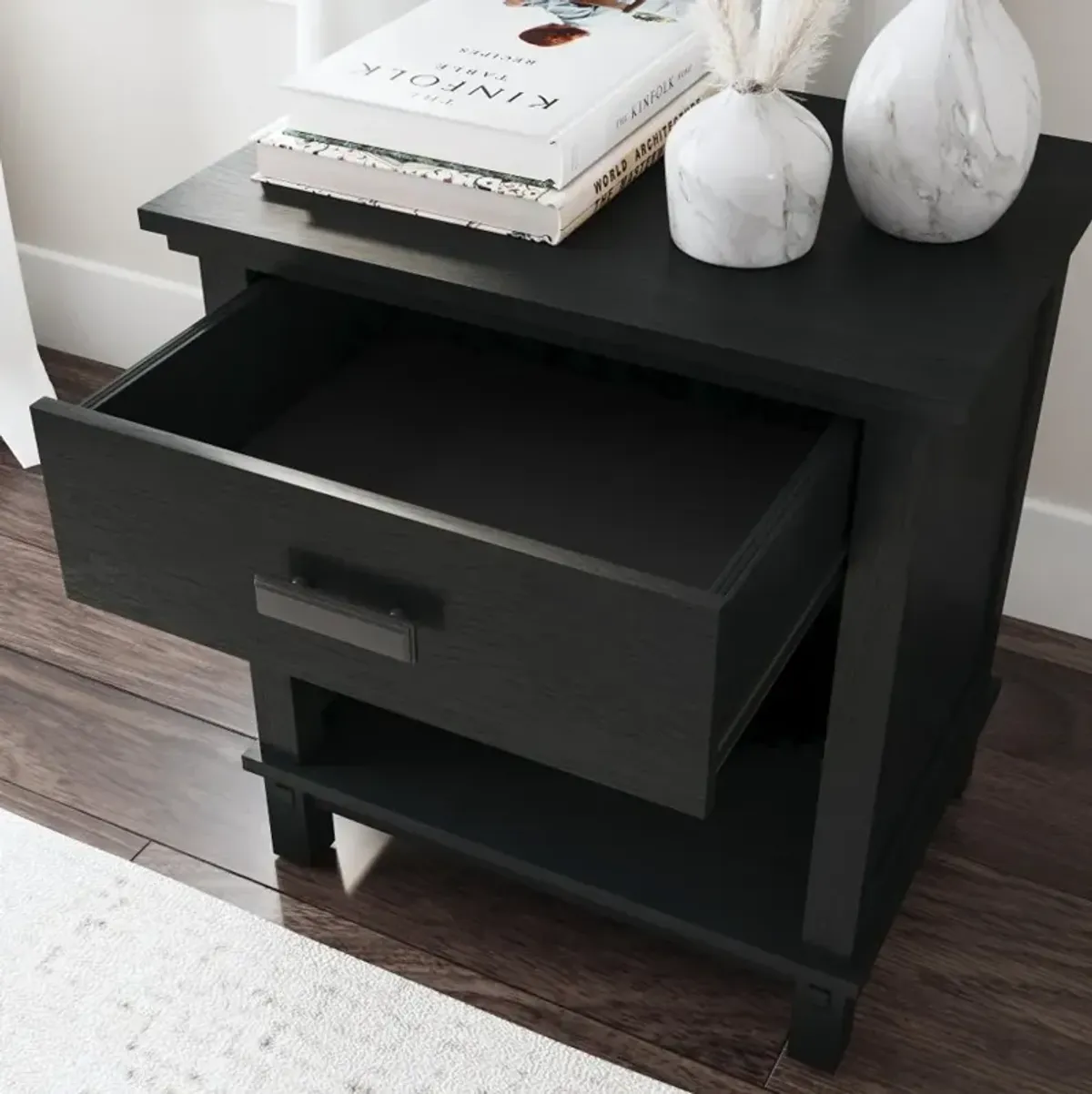 Oak Park Black Nightstand