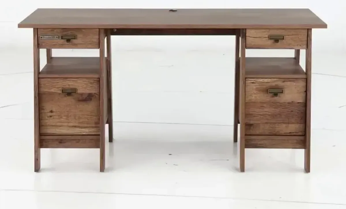 Trestle Vintage Oak Executive Office Desk