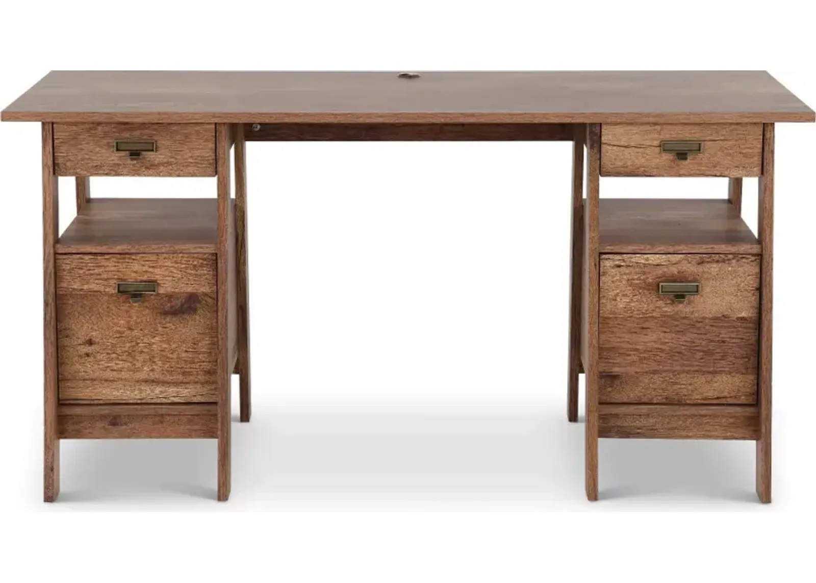 Trestle Vintage Oak Executive Office Desk