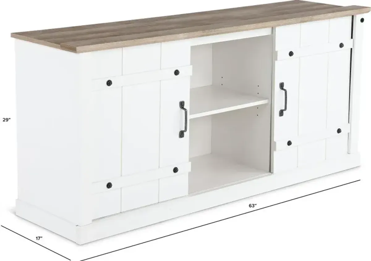 Farmhouse White 62" TV Stand