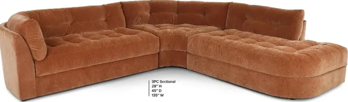 Juniper Ginger Orange 3 Piece Sectional