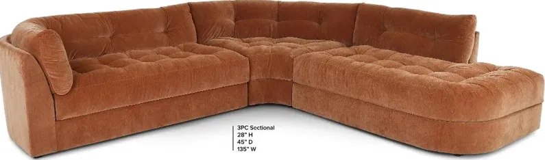 Juniper Ginger Orange 3 Piece Sectional