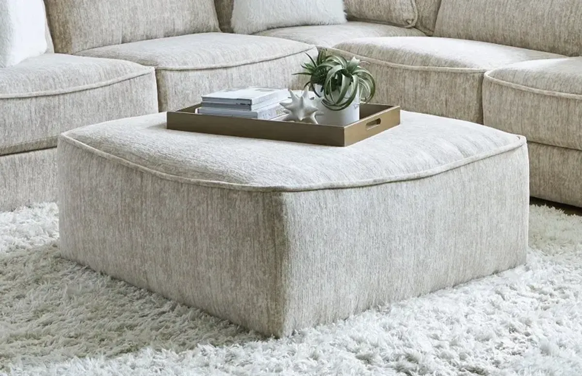 Georgia Parchment Beige Cocktail Ottoman