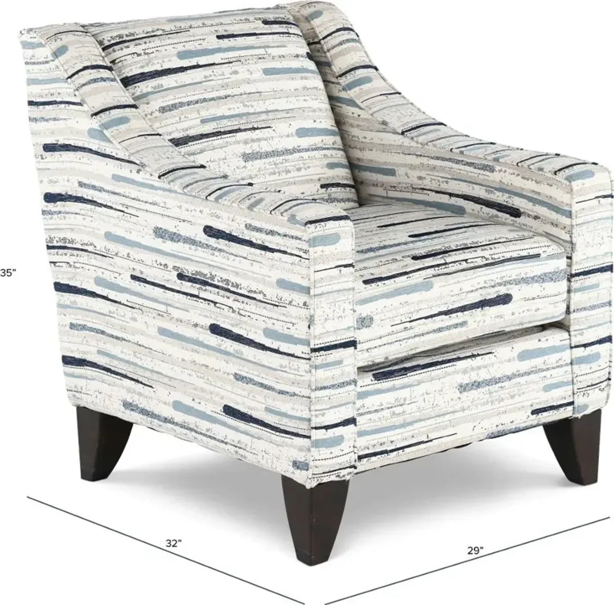 Villa White and Blue Accent Chair