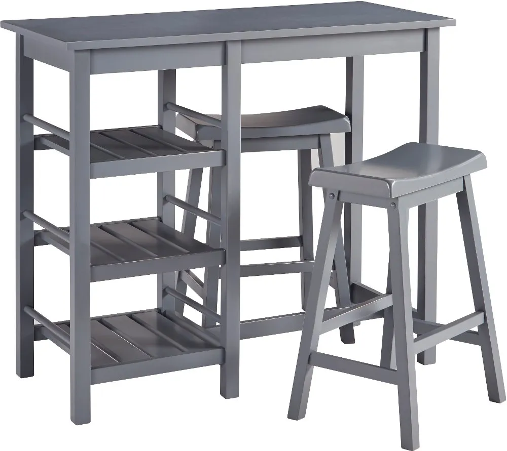 Breakfast Club Gray 3 Piece Counter Height Dining Room Set