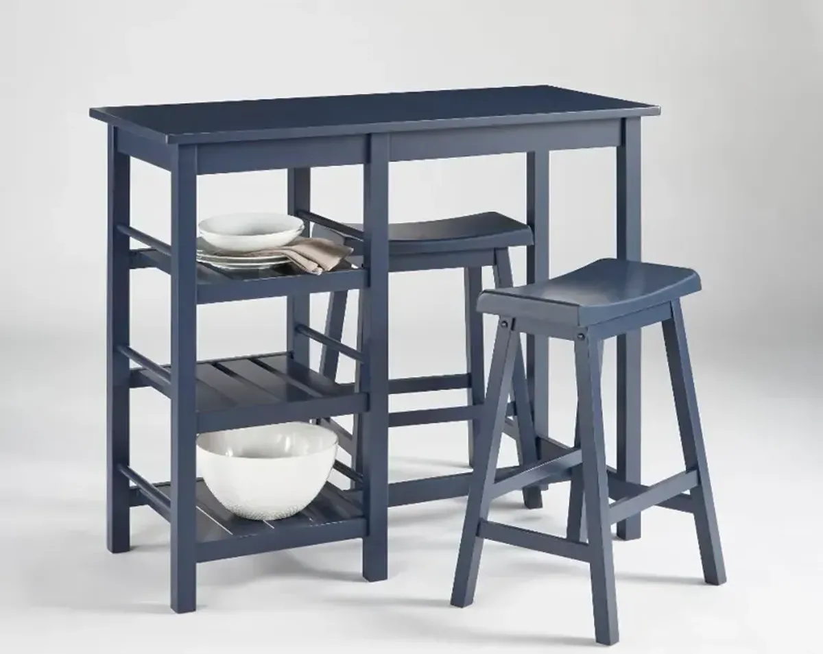 Breakfast Club Blue 3 Piece Counter Height Dining Room Set