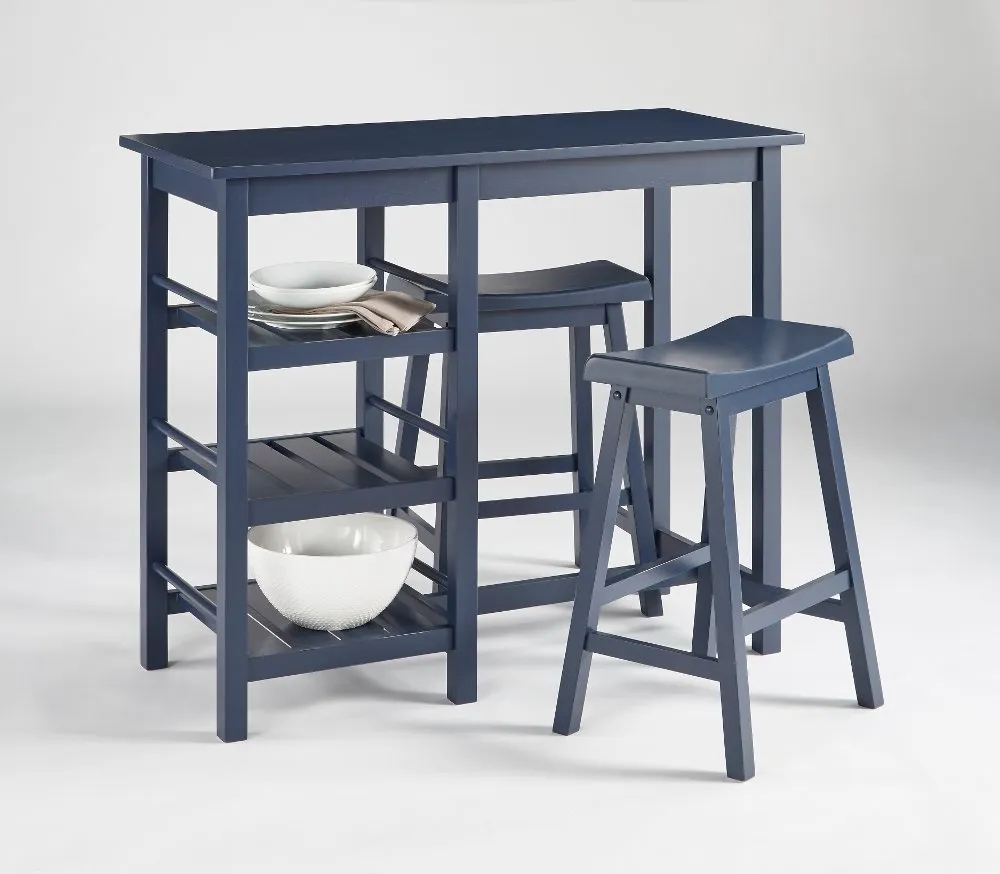 Breakfast Club Blue 3 Piece Counter Height Dining Room Set