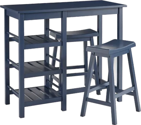 Breakfast Club Blue 3 Piece Counter Height Dining Room Set