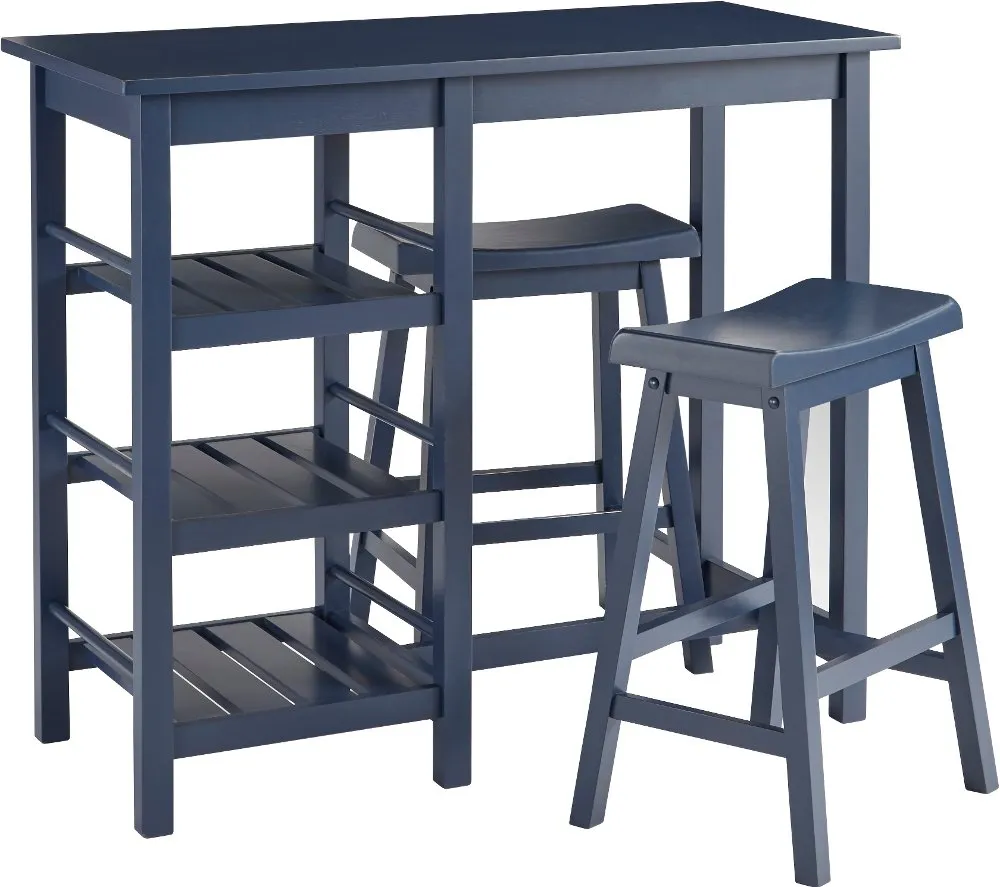 Breakfast Club Blue 3 Piece Counter Height Dining Room Set