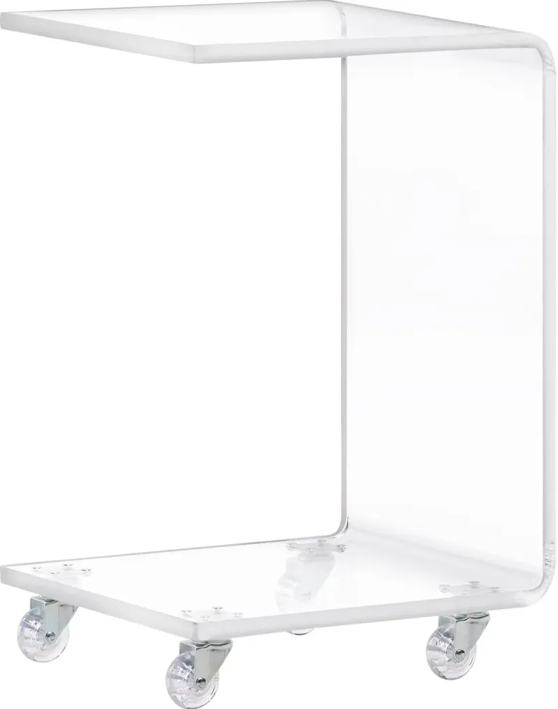 A La Carte Rolling Acrylic Chairside C-Table