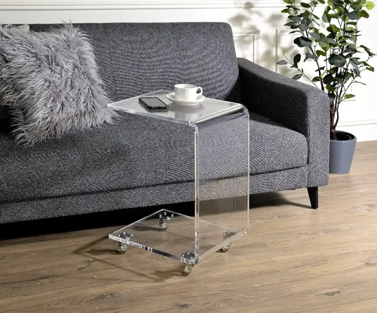 A La Carte Rolling Acrylic Chairside C-Table