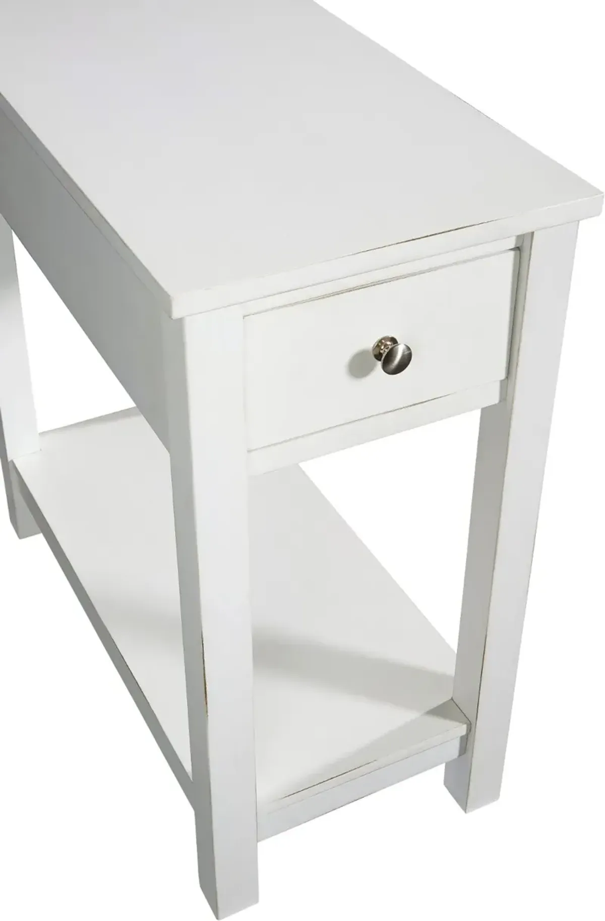 White Chairside Table with Drawer