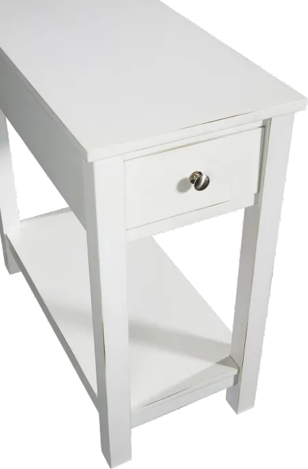 White Chairside Table with Drawer