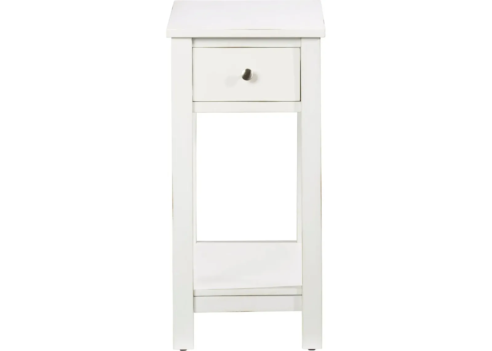 White Chairside Table with Drawer