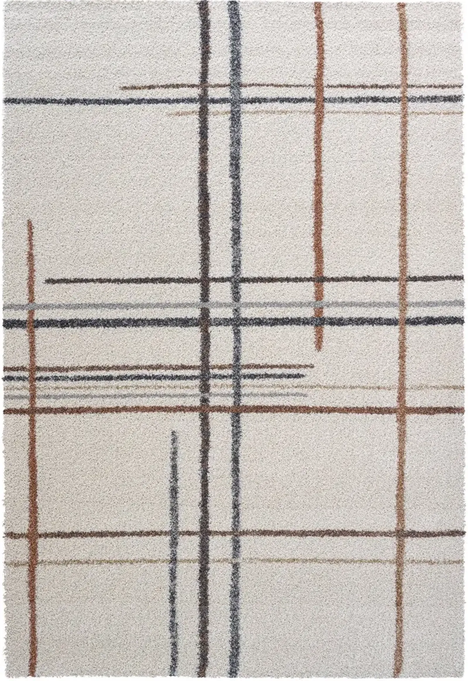 Granada 8 x 10 Plaid Rust and Ivory Area Rug