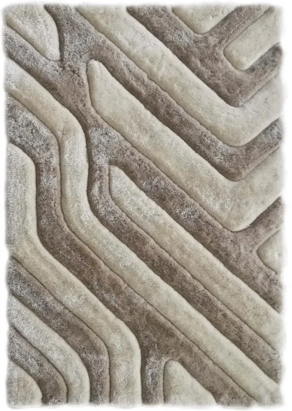 Ripple 5 x 8 Oblique Taupe and Ivory Area Rug