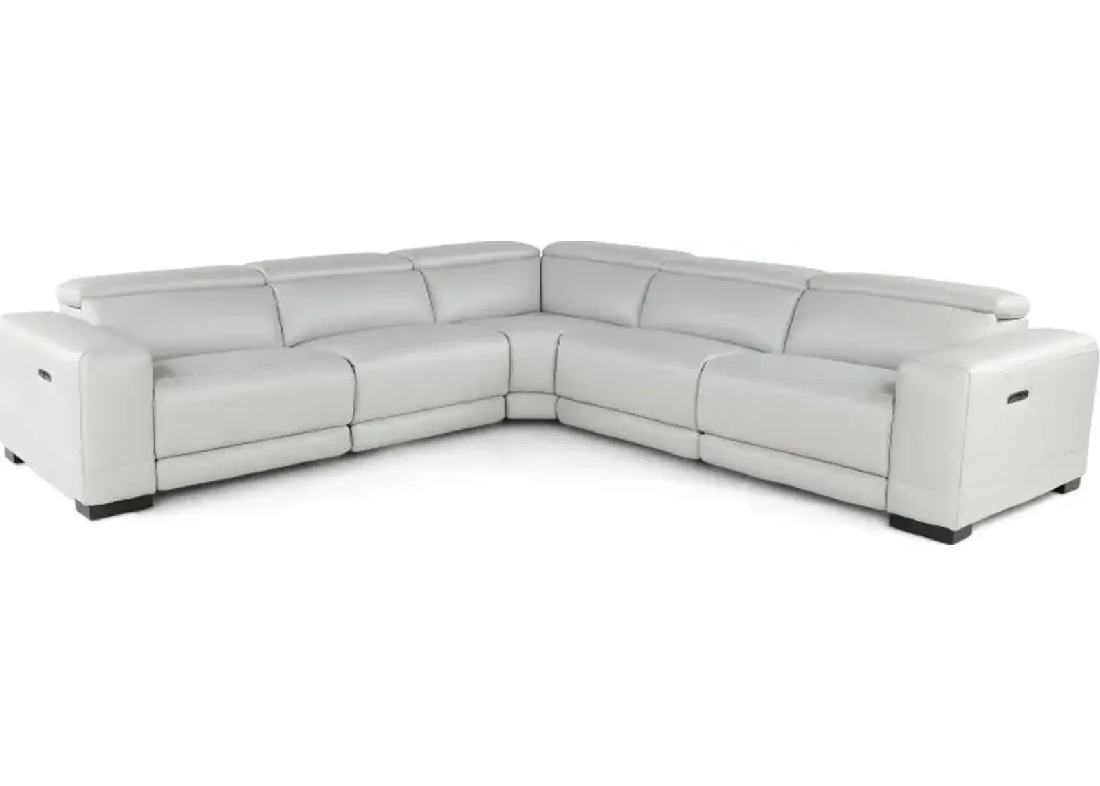 Sofia Fog White 5-Piece Power Reclining Sectional