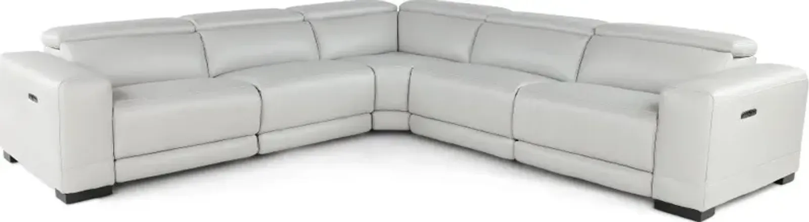 Sofia Fog White 5-Piece Power Reclining Sectional