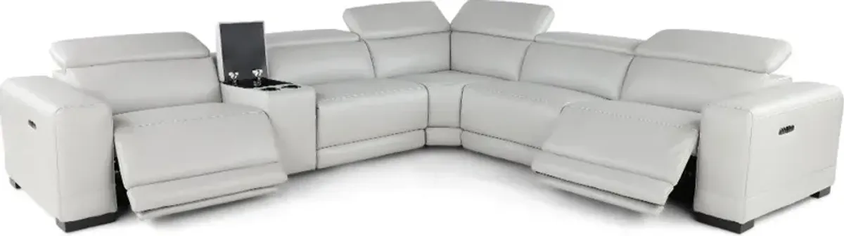 Sofia Fog White 6-Piece Power Reclining Sectional