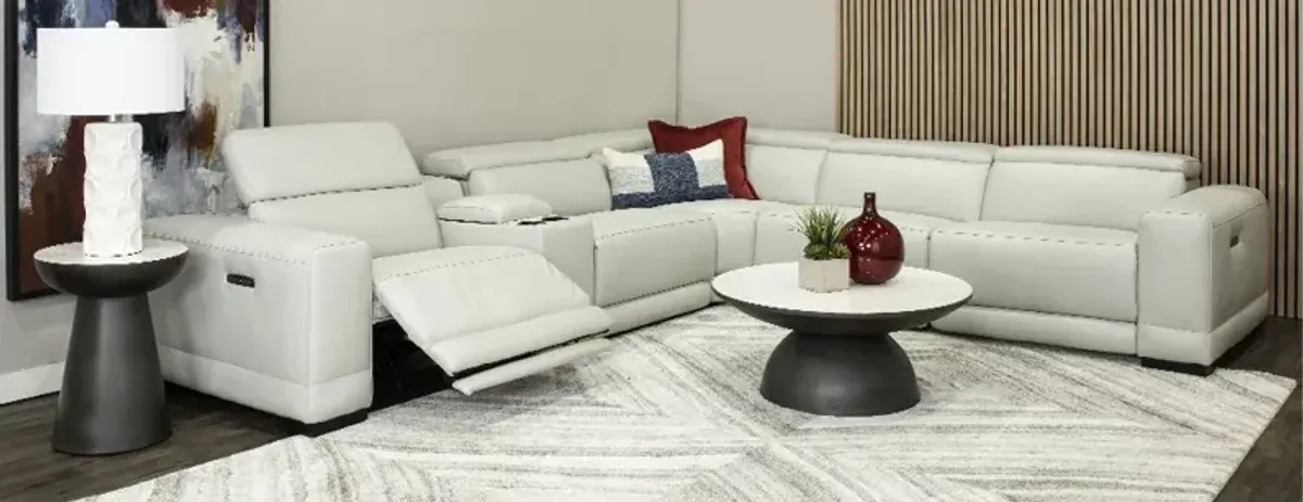 Sofia Fog White 6-Piece Power Reclining Sectional