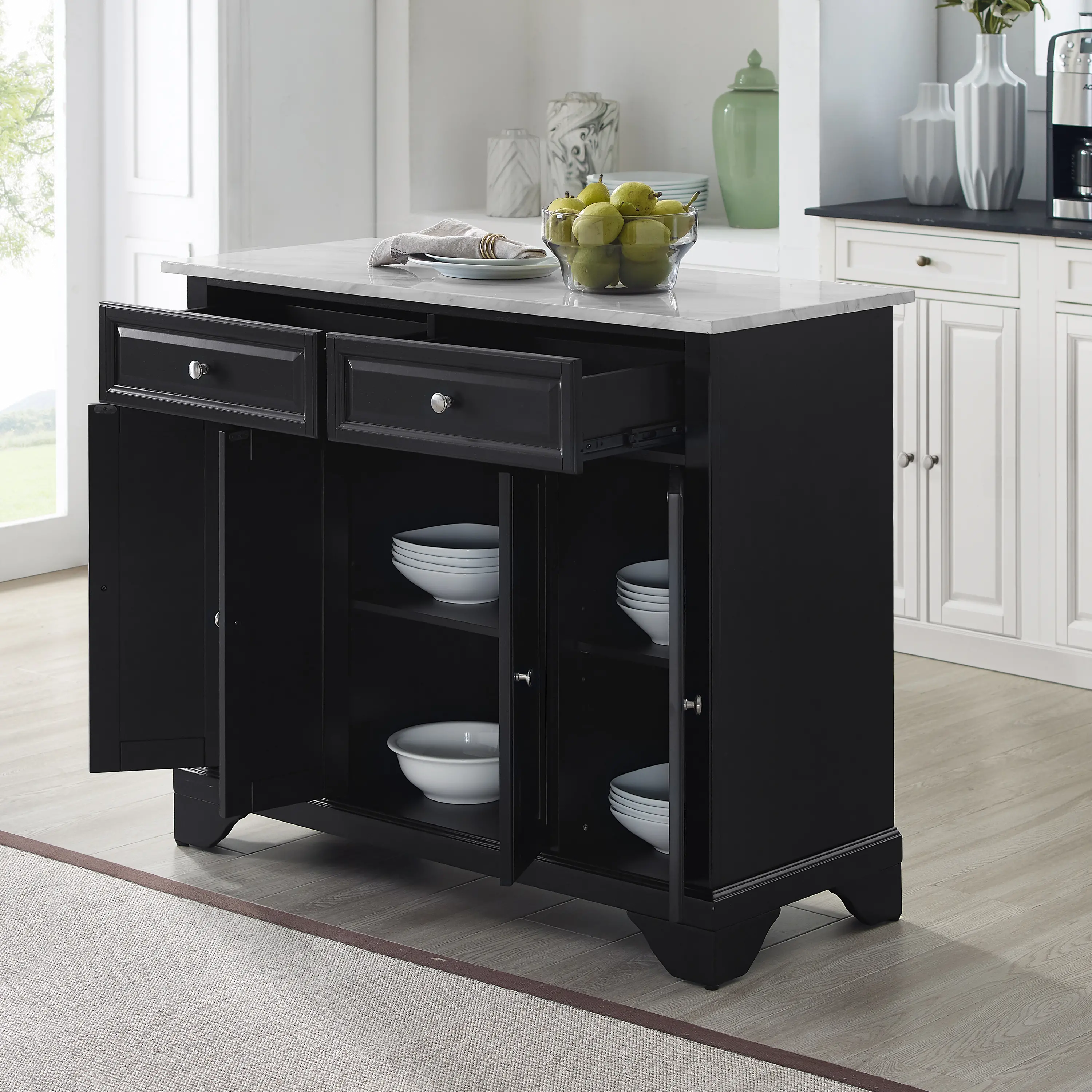 Avery Black Kitchen Island