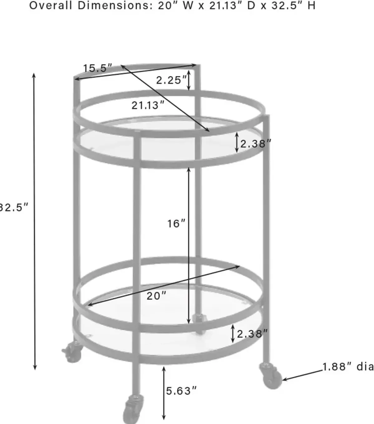 Bailey Gold Round Bar Cart