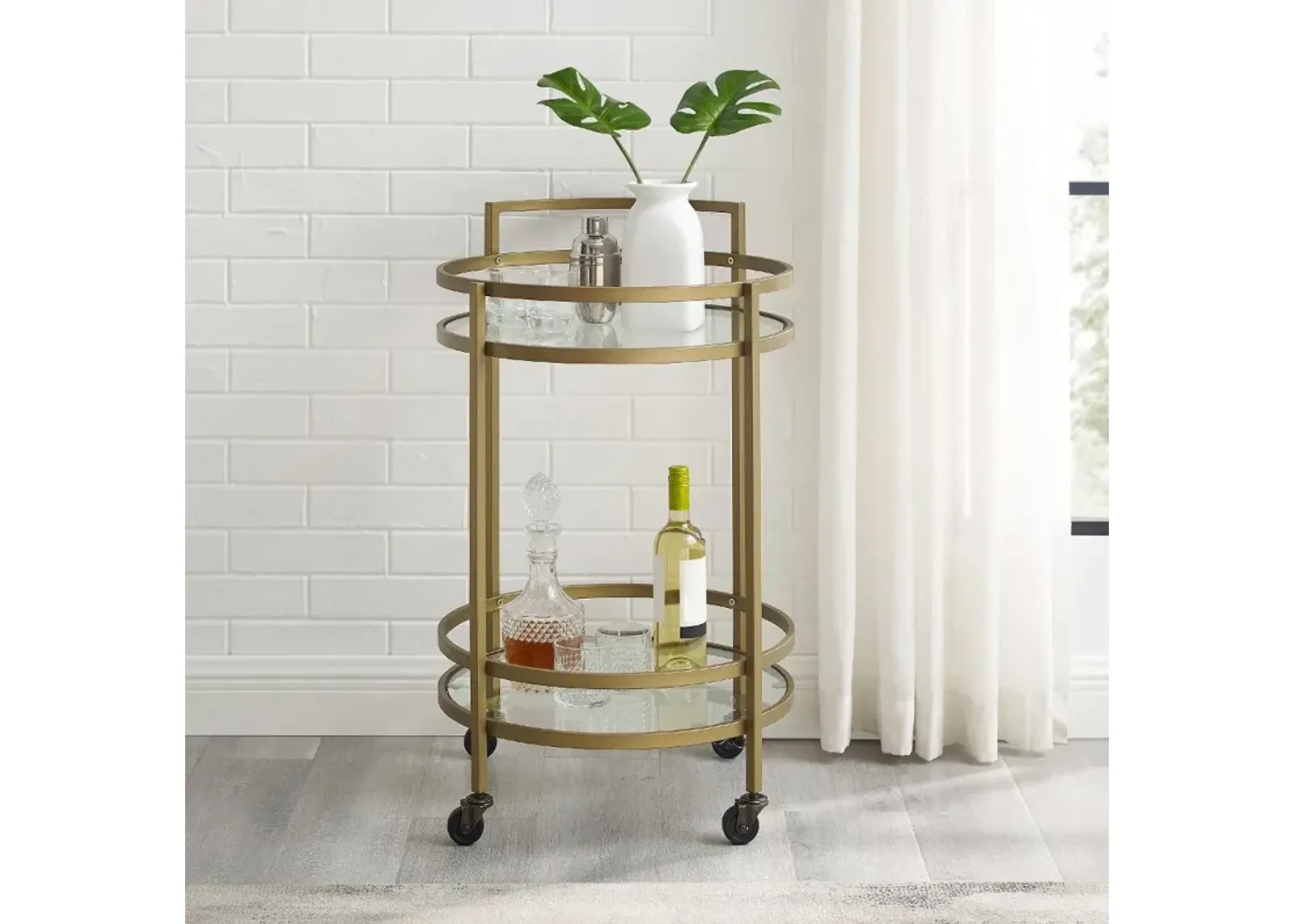 Bailey Gold Round Bar Cart