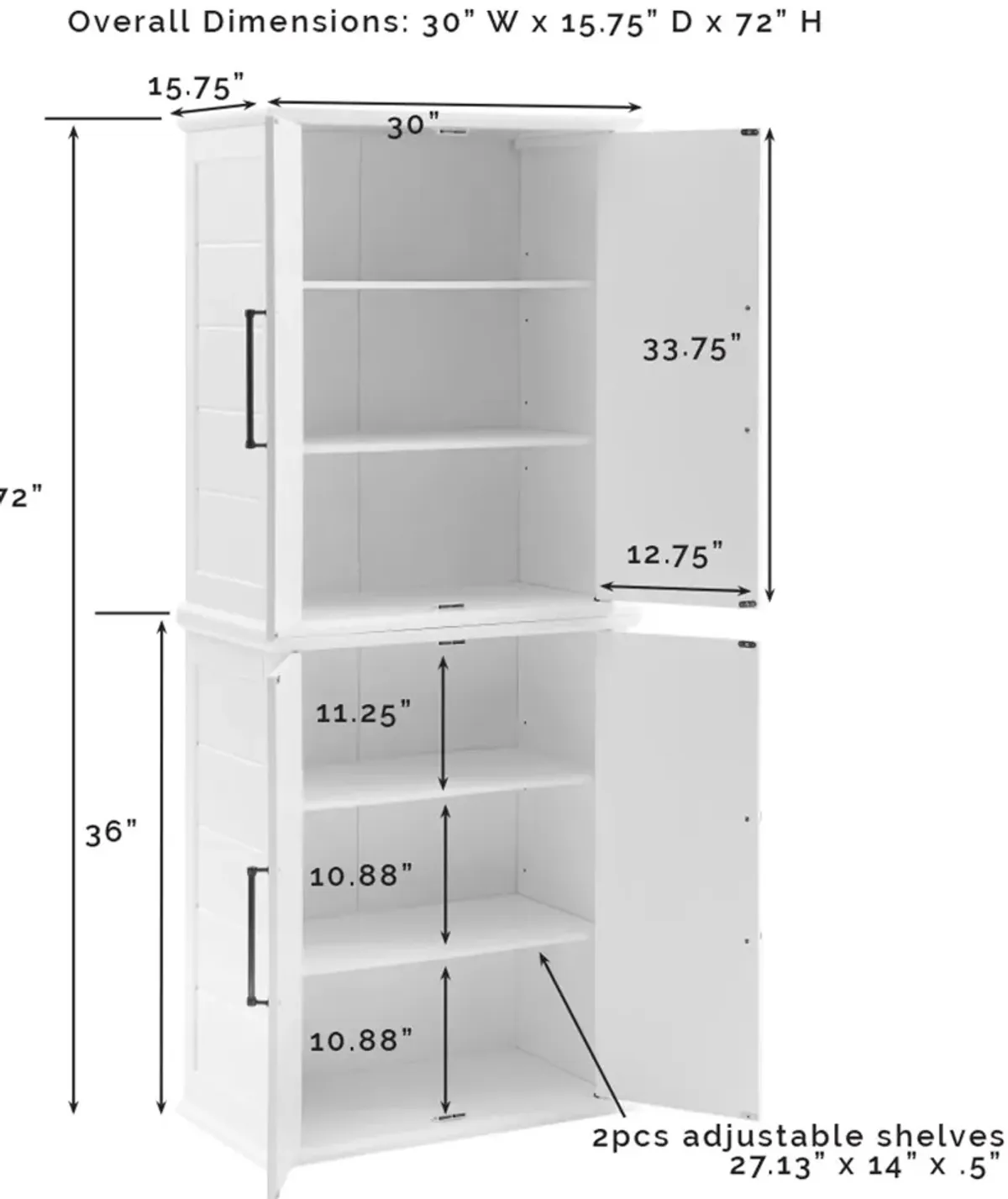 Bartlett White Tall Storage Pantry