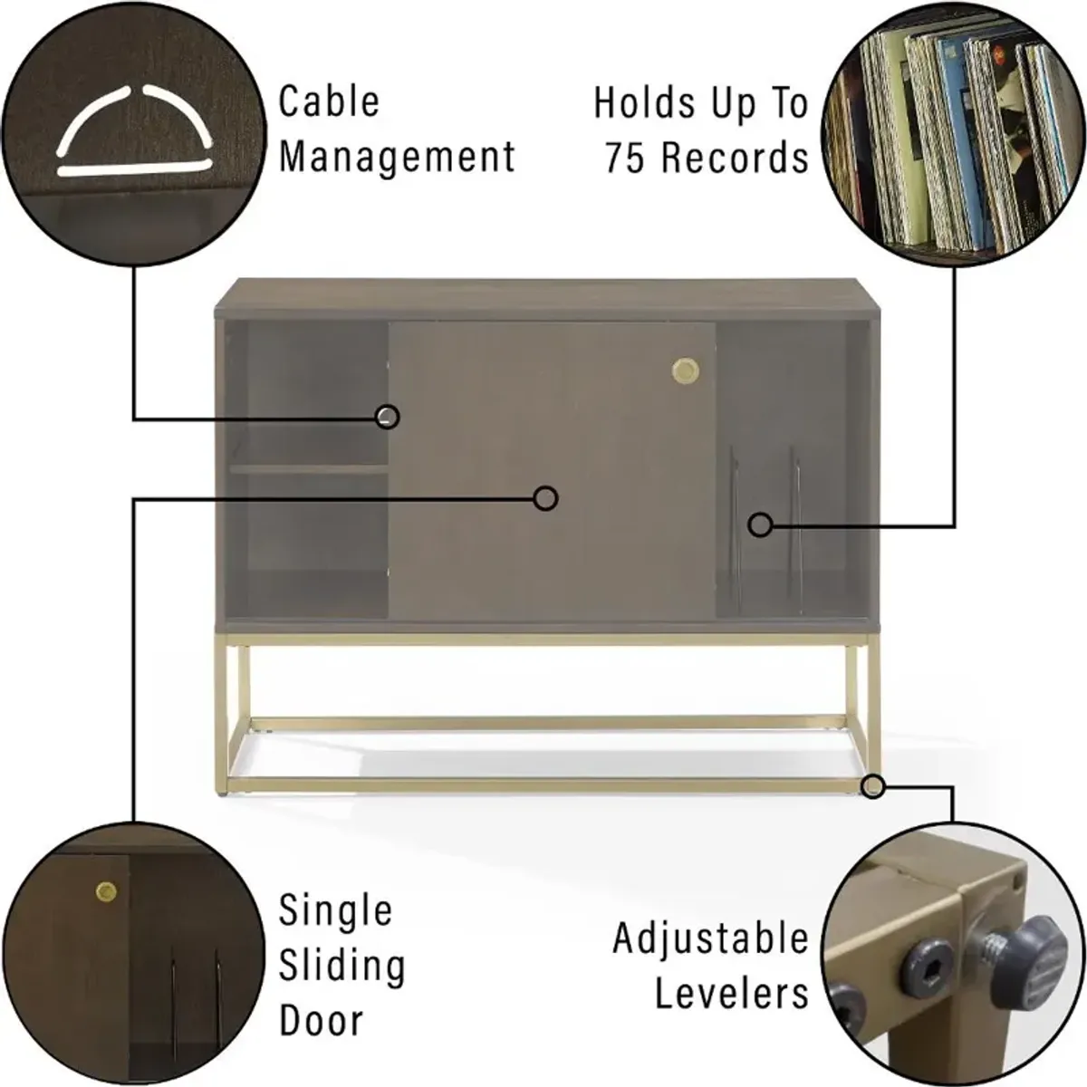 Byron Media Console with Gold Base