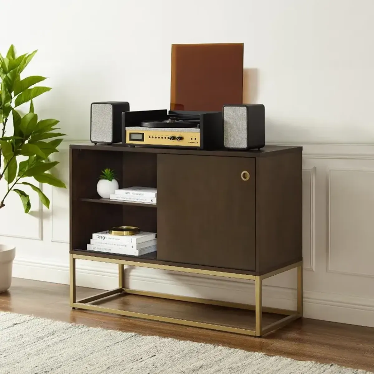 Byron Media Console with Gold Base