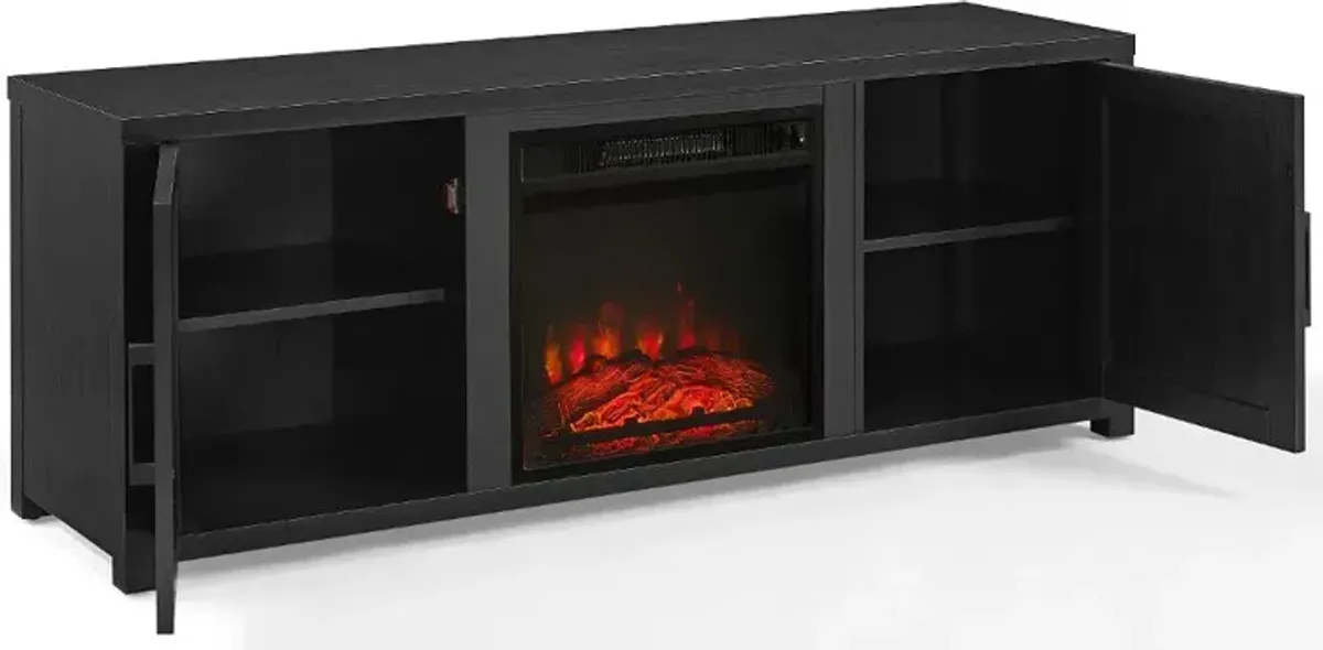 Gordon 58" Black TV Stand with Fireplace