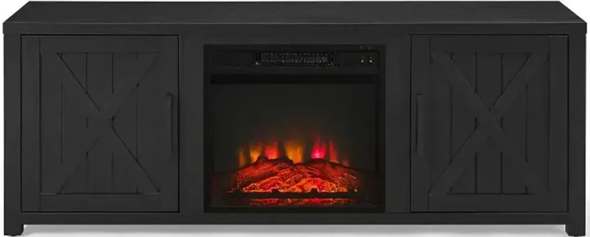 Gordon 58" Black TV Stand with Fireplace