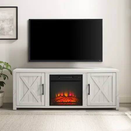 Gordon 58" Whitewash TV Stand with Fireplace