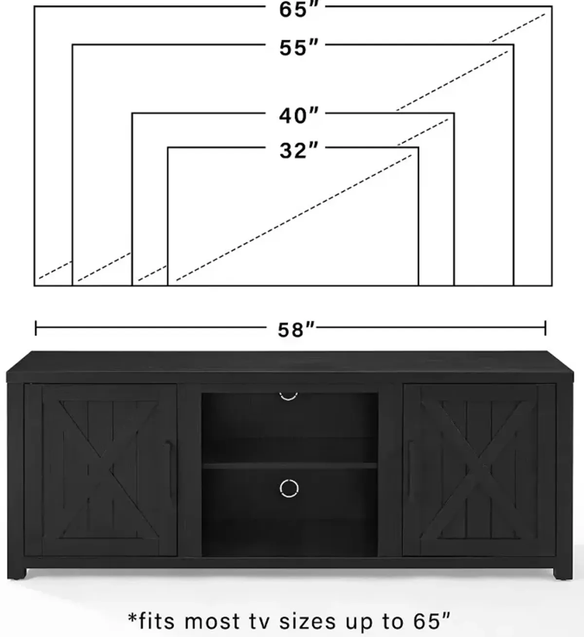 Gordon 58" Black TV Stand